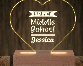 Thank you Gift for Teacher Middle School - Night Light Custom Next Stop Middle School - Perfect Teacher Birthday gift - Appreciation Gift