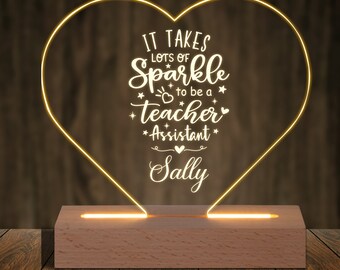 Night Light Gift for Teacher - Custom Lamp Teacher Assistant Gift - It Takes Lots Of Sparkle To Be A Teacher - Teacher's Gift on Birthday