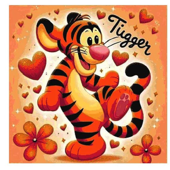 Bounce Like Tigger, Instant PDF Download, Full Coverage Cross