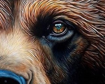 Brown Bear Gazing look, Instant PDF download, Full coverage Cross stitch pattern