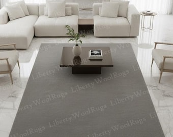 Hand Tufted Charcoal Wool Rug | Solid Dark Gray Shag