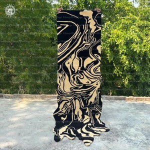 Melting Runner Handgetufteter Wollteppich in Schwarz und Beige für Wohnzimmer, Schlafzimmer, Balkon, Küchenteppich, Badezimmerteppich, alle Größen erhältlich