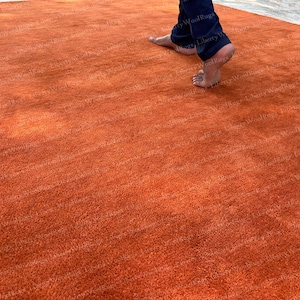 Modern Plain Hand-Tufted Rug For Living Room, Soft Pile Rug Handmade Wool Area Rug, Hall Rug, High Quality Rug, Rust Color Rug, 9x12 10x14