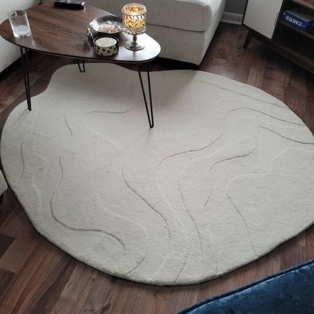 White High Low Hand Tufted High Quality Rug for Bedroom Aesthetic ...
