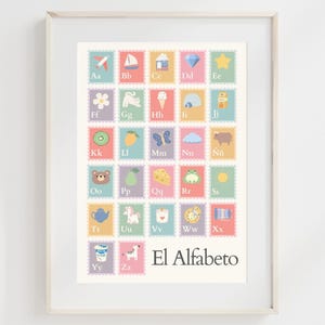 Spanish Alphabet Poster: El Alfabeto, Bilingual Classroom Art (Digital Download)