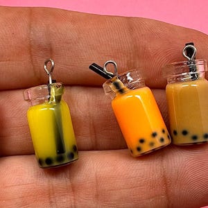 10 stuks miniatuur boba-theeflesjes als bedeltjes | Bubble tea hanger voor zelfgemaakte sieraden