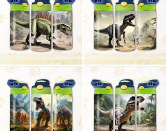 Dinosaurs 12oz Kids Flip Top Sippy Cup Tumbler Wrap, 12oz Straight Tumbler Sublimation PNG, Childrens Dinosaur Tumbler Wrap Design PNG