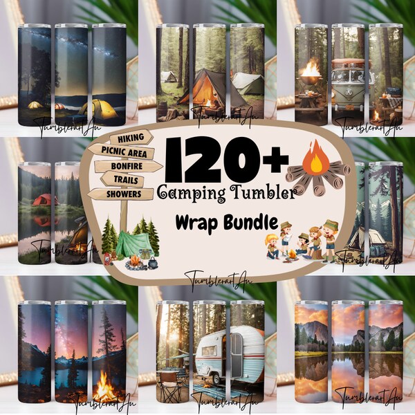 120+ Camping life Tumbler Wrap Bundle, 20oz Skinny Sublimation Designs, Camping PNG File Digital Download, Camping tumbler png, camp tumbler