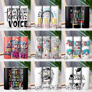 200 Teacher Life Tumbler Wrap bundle Back To School Teacher Nutrition Facts 20oz, Messy Bun Teacher Inspire Affirmation Teachers On the Go zdjęcie 5