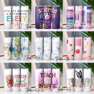 200 Teacher Life Tumbler Wrap bundle Back To School Teacher Nutrition Facts 20oz, Messy Bun Teacher Inspire Affirmation Teachers On the Go zdjęcie 8