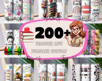 200+ Lehrer Leben Tumbler Wrap Bündel 20 Unzen, Messy Bun Lehrer Inspirieren Affirmation Lehrer für unterwegs