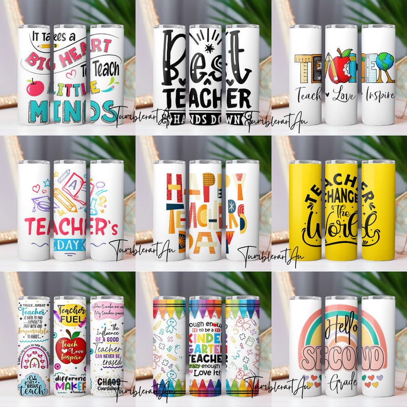 200 Teacher Life Tumbler Wrap bundle Back To School Teacher Nutrition Facts 20oz, Messy Bun Teacher Inspire Affirmation Teachers On the Go image 2