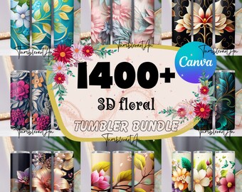 1400+ Mega 3D Floral Tumbler Wrap Bundle, 3D Flowers 20oz Tumbler Sublimation Designs, Floral Tumbler Wrap, Tumbler Wraps , Commercial Use