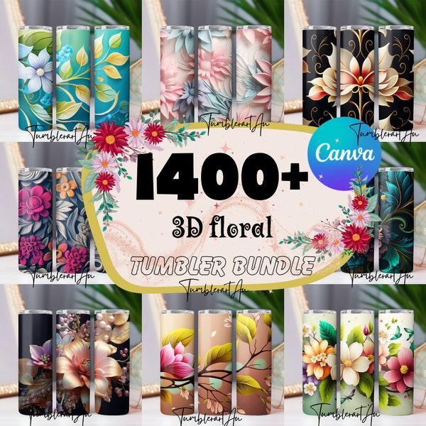 1400+ Mega 3D Floral Tumbler Wrap Bundle, 3D Flowers 20oz Tumbler Sublimation Designs, Floral Tumbler Wrap, Tumbler Wraps , Commercial Use