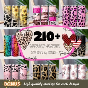 Glitter Leopard Tumbler Wrap Cheetah Print Tumbler Bundle Sublimation Designs 20oz Skinny Tumbler Straight Png Tumbler Template Png Seamless