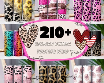 Glitter Leopard Tumbler Wrap Cheetah Print Tumbler Bundle Sublimation Designs 20oz Skinny Tumbler Straight Png Tumbler Template Png Seamless