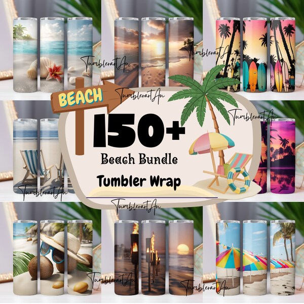 150 + Tropical Beach Tumbler Wrap 20 Unzen Becher Wrap Bundle Ocean Becher Wrap Sonnenuntergang Sublimation Sea Design Seashell Digitaler Download