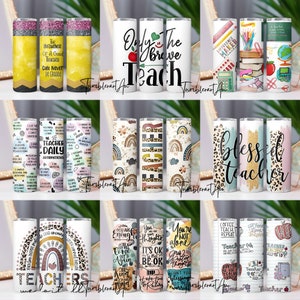 200 Teacher Life Tumbler Wrap bundle Back To School Teacher Nutrition Facts 20oz, Messy Bun Teacher Inspire Affirmation Teachers On the Go zdjęcie 3