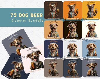 75 Funny Dog Coaster Sublimation Bundle Square Coaster Designs Bundle Dog Lover Coaster Designs Dog with beer Gift Idea  Digital Art PNG