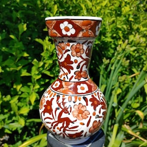Vintage Ikaros Pottery Vase Rhodes Greece | Hand-Painted Brown and White Ceramic Deer Motif | Mid Century Greek Art Pottery Collectible