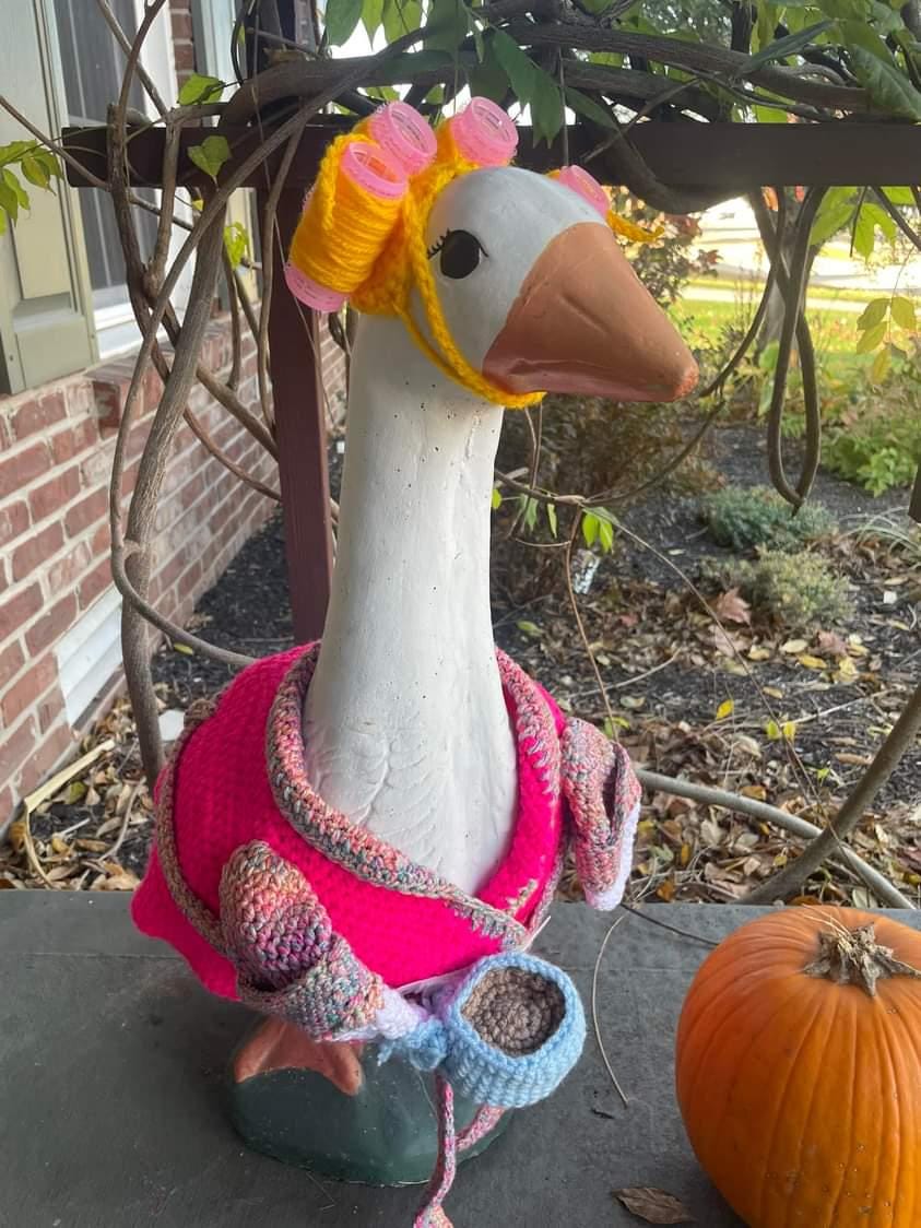 Overstimulated Mom Cement Goose Clothing Costume Robe Coffee Curlers