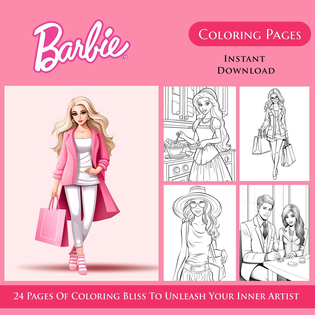24 Barbie Doll Printable Coloring Pages - Etsy