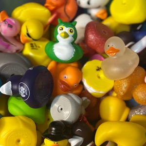 Rubber duck bundle, 10 random ducks with no 2 a like - approx 2 in rubber ducks for ducking, party favors, cruising