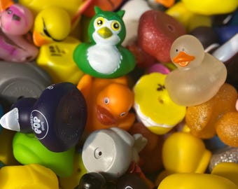 Rubber duck bundle, 10 random ducks with no 2 a like - approx 2 in rubber ducks for ducking, party favors, cruising