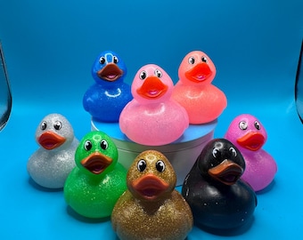 Rubber duck bundle, 2 1/2 in Glitter ducks for ducking, party favors, cruising , etc