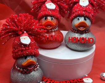 Christmas ducks, unique and one of a kind, super cute, gifts, rubber ducks, hohoho, santa duck, santa, ducks