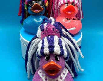 Peace duck, Piggy duck, Princess duck, rubber ducks unique and one of a kind