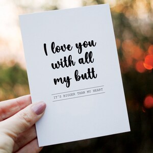 Je t'aime Carte de vœux | Je t'aime avec mon cul carte | Cartes pour quelqu'un de spécial | Cartes de mots pour petit ami | Carte gros cul | Cartes amusantes