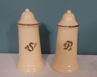 Vintage Set of Pfaltzgraff Village Pattern Stoneware Salt & Pepper Shakers
