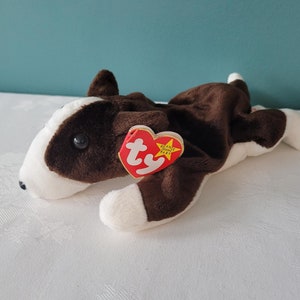 Ty Beanie Baby Bruno Chocolate Brown Bull Terrier Dog