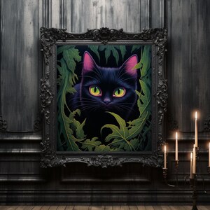 Black Cat Art Print | Dark Academia | Witchcraft Decor | Cat Lover Gift | Cat Poster | Cat Artwork