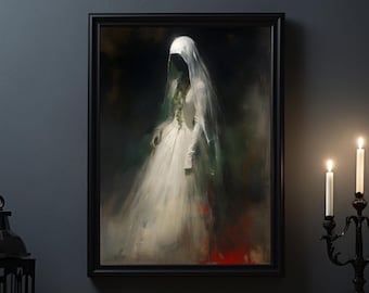 Gothic Victorian Painting - Enigmatic Dark Academia Print, Eerie Fantasy Wall Art for Home Decor