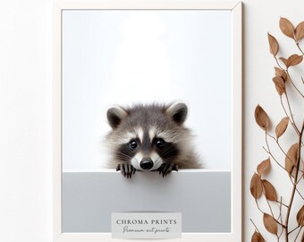 Nursery Decor | Raccoon Print | Woodland Animal Wall Art | Digital PRINT | Chroma Prints