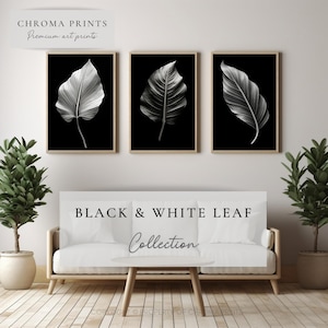 Botanical Prints | Leaf Collection | Minimalist Nature Art | Black And White Leafs | Digital DOWNLOAD | Chroma Prints