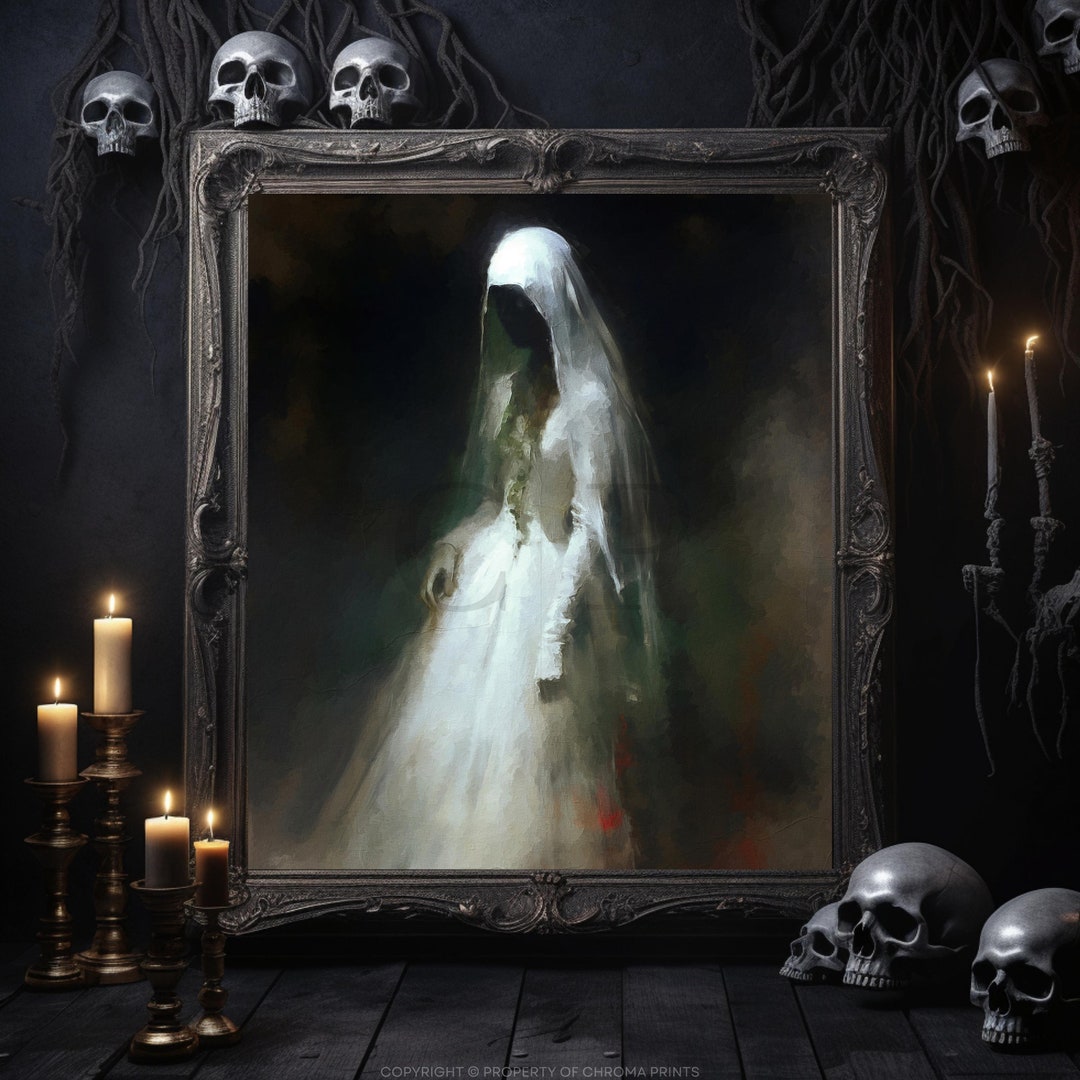 Victorian Ghost Bride Painting, Dark Victorian Era Artwork, Gothic
