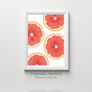 Juicy Grapefruit Watercolor Illustration - Digital Download, Chic Kitchen Decor Idea, Great Gift for Foodies and Home Chefs