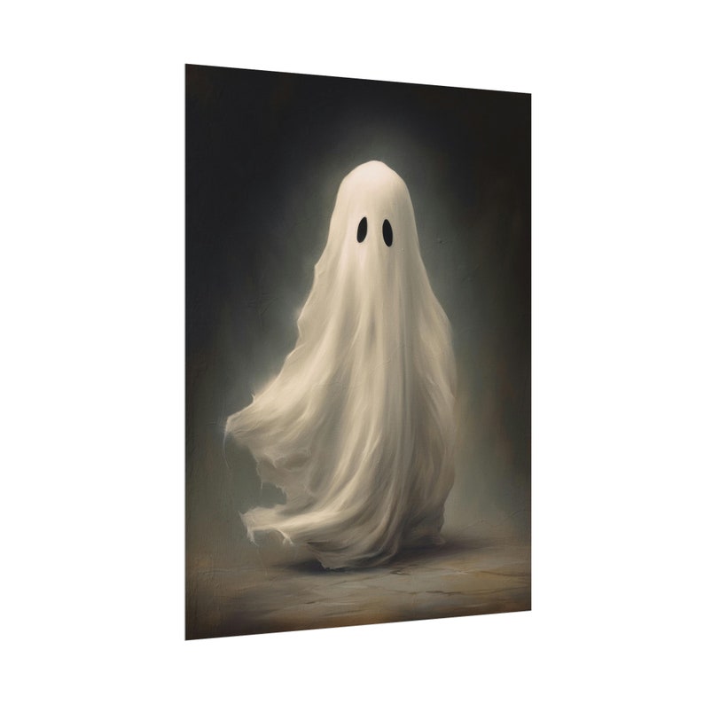 Ghost Painting Print | Halloween Decor | Abstract Oil Painting | Vintage Aesthetic | Dark Academia | Cottagecore | Wall Art | Home Decor image 4