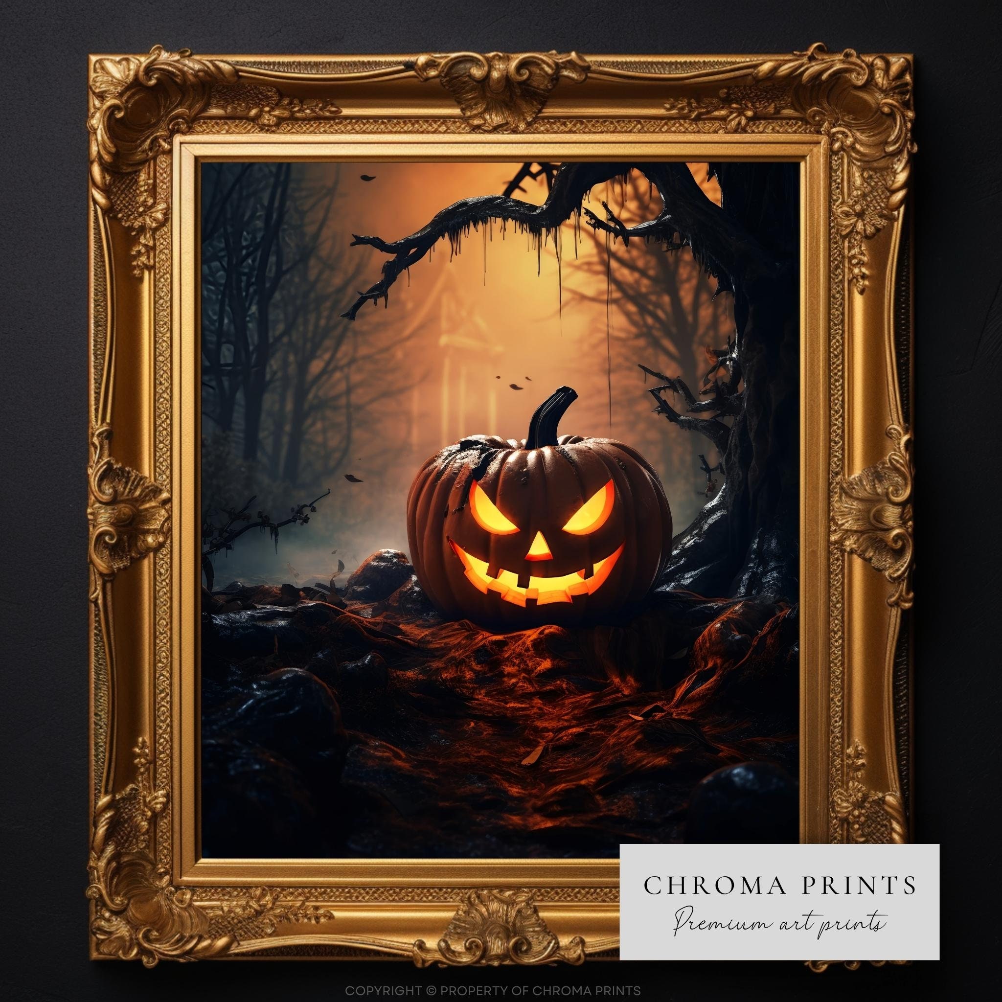 Creepy Jack O Lantern Print | Vintage Poster | Art Poster Print | Dark ...