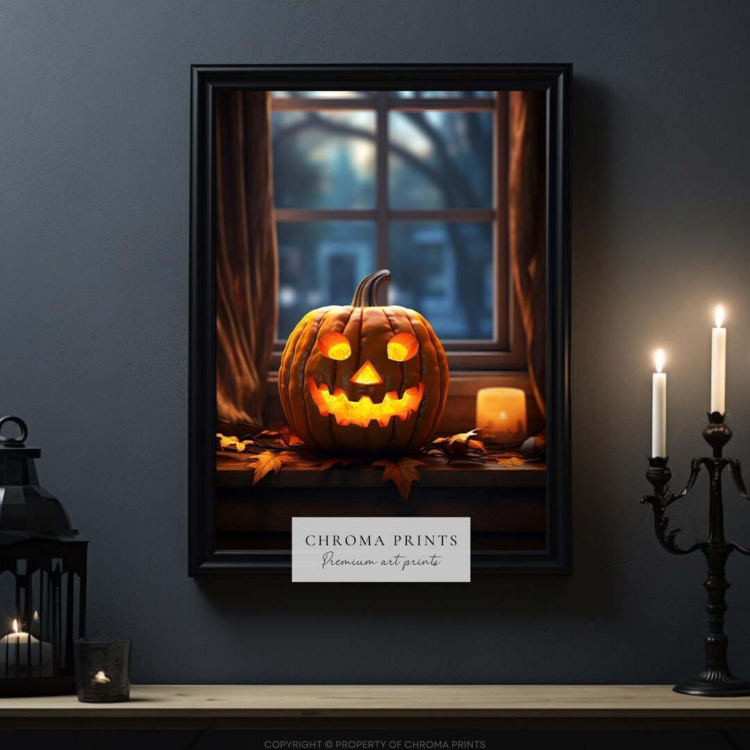 Jack O Lantern Print | Large Poster | Halloween Decor | Dark Wall Art ...