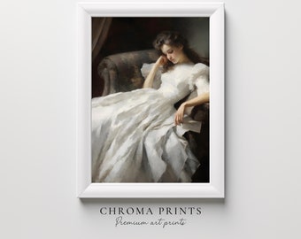 眠っている女性のヴィンテージポートレート | 寝室の壁装飾デジタルプリント | Chroma Prints