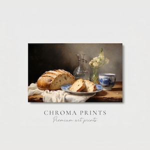 Country Kitchen Wall Art Rustic Decor Sourdough Bread Still Life Print Digital Download