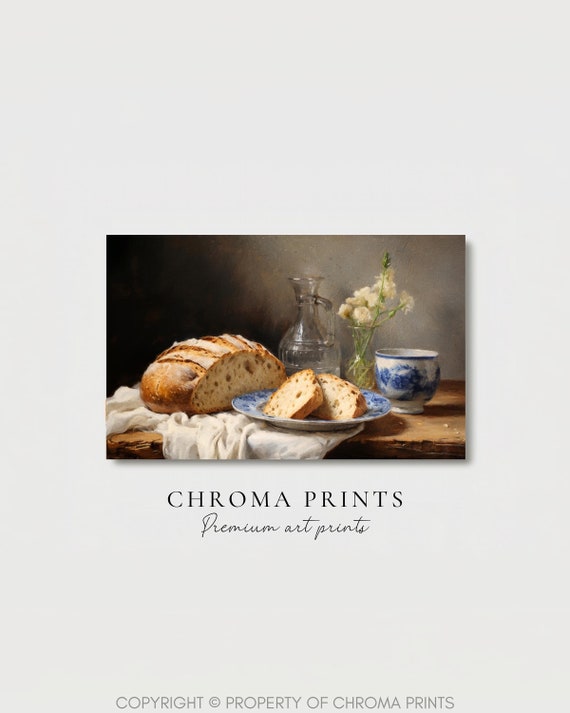 Country Kitchen Wall Art Rustic Decor Sourdough Bread Still Life Print Digital Download