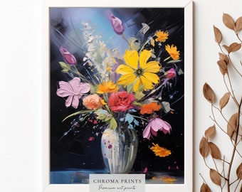 Botanical Flower Art Print | Floral Vase Painting | Digital Wall Art | Instant Download | Chroma Prints