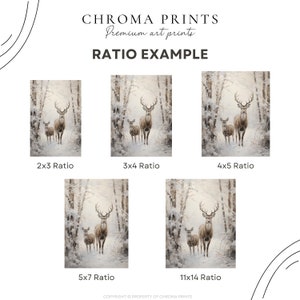 Winter Forest Art Print Vintage Style Christmas Deer Holiday Decor ...