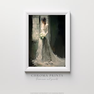 Sad Bride Painting | Gothic Woman Painting | Vintage Dark Academia | Victorian Style Art | Digital Print