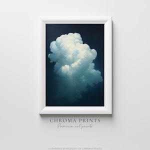 Navy Blue Cloud Print - Minimalist Dark Blue Sky Wall Art - Serene Home Decor - Unique Digital Download